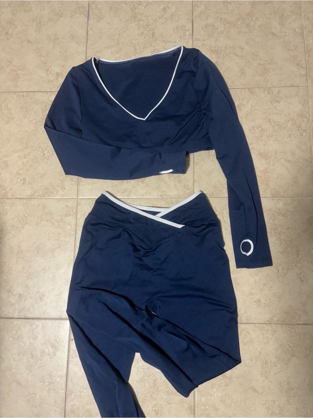 Navy Active Two-Piece Set with White Trim